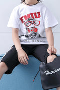 Kids Girls Easy Short Sleeve Printed Pattern Two Piece Soft Outfit Set