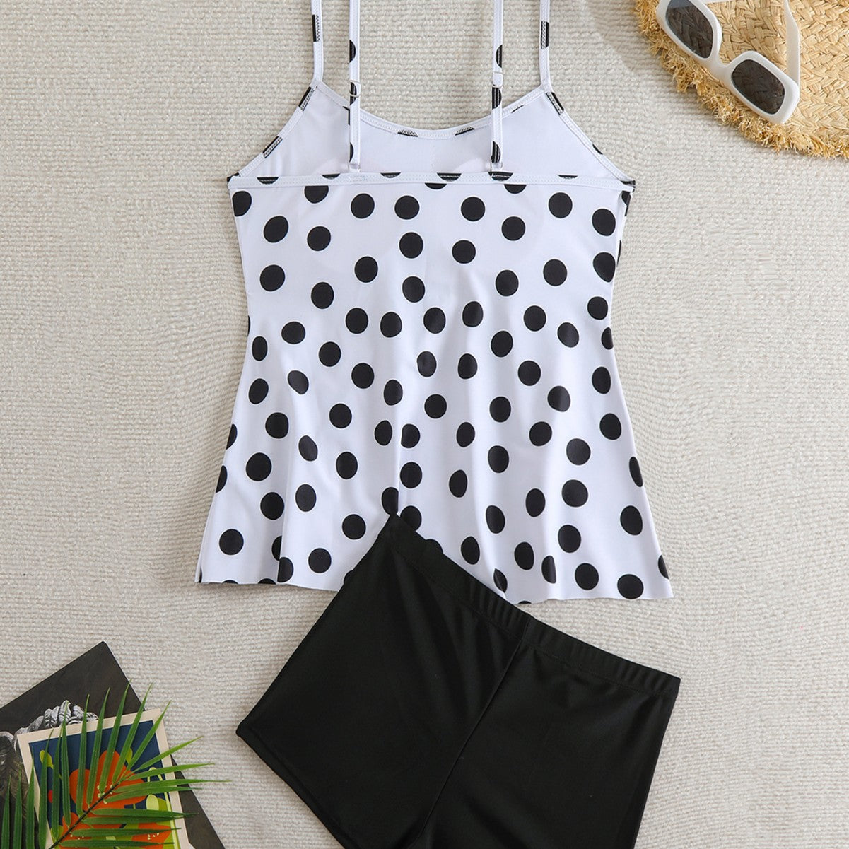 New Shoulder Strap Bikini Set High Waist Boxer Pants Split Swimsuit for Women