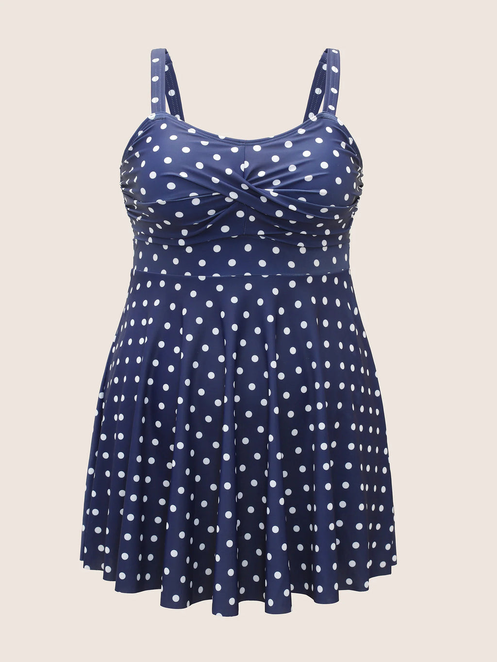Plus Size Polka Dot Two-Piece Swimsuit – Flattering Split Tankini Swimwear Set