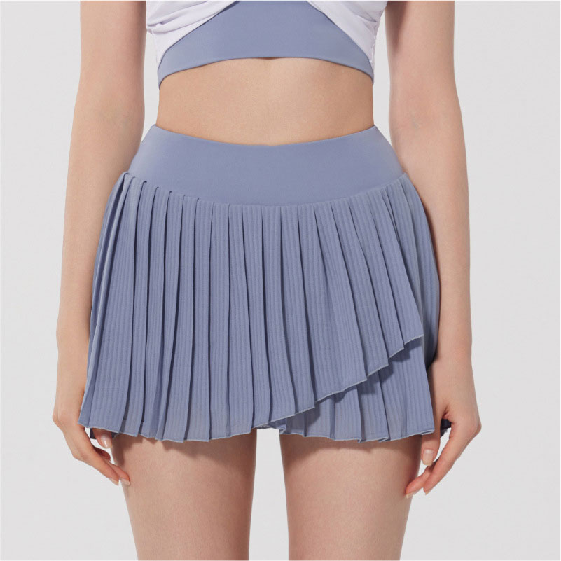 Yoga Pleated Sports Skirt with Built-In Shorts - Anti-Exposure Running, Golf & Tennis Skort