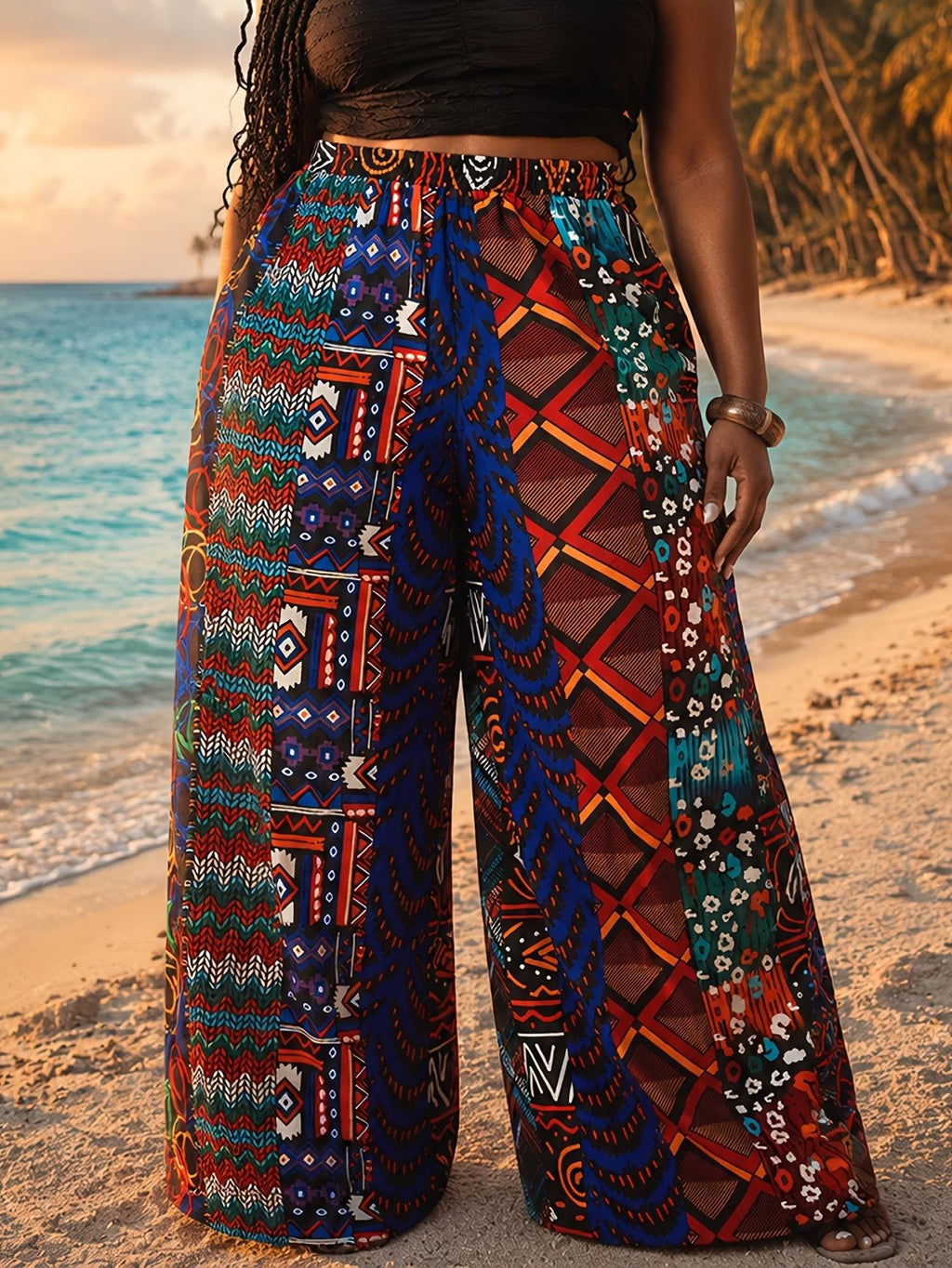Women's Plus Size Fashionable Elegant Casual Wide Leg Pants