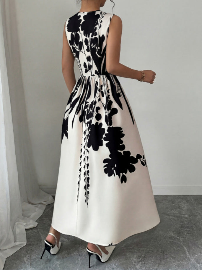 Women's Printed Waist-Defining Twist Front Jumpsuit with Wide Leg Design – Casual Summer Vacation Outfit