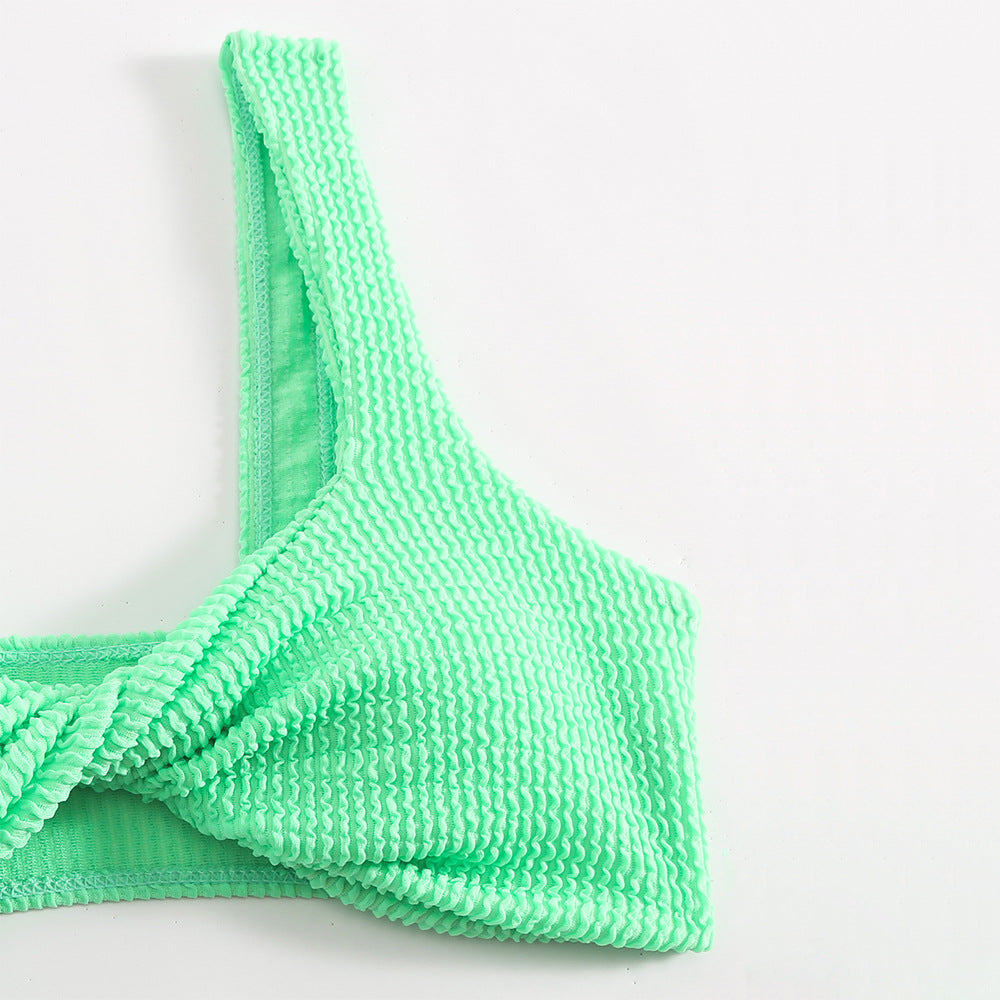 New Solid Color Twist Bag Strap Bikini Split Swimsuit for Women
