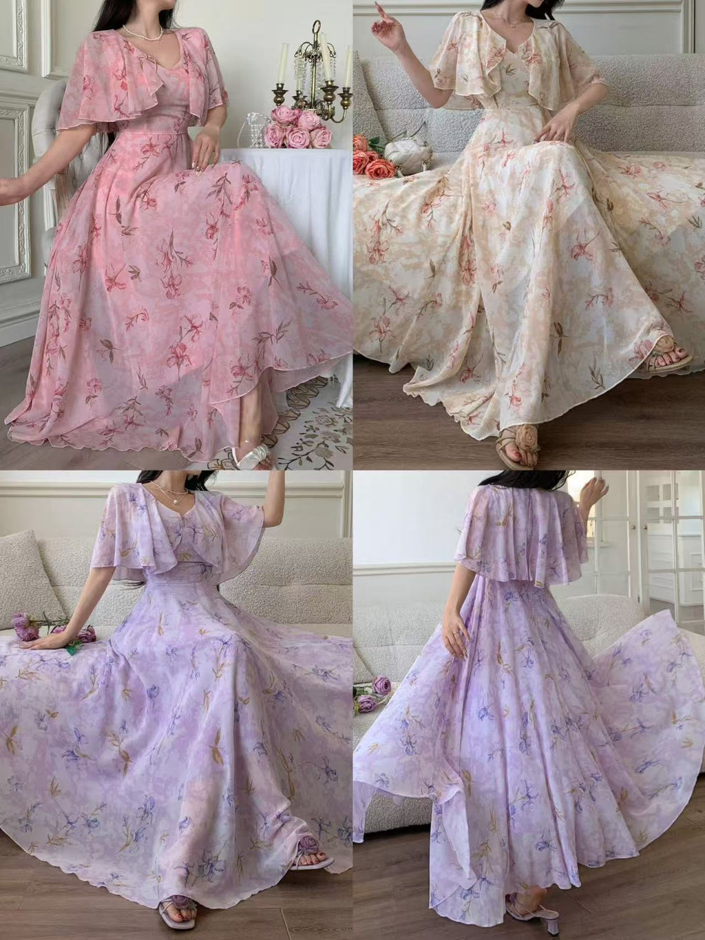 Women's V-Neck Elegant Summer Long Dress – Flowing Fairy-Inspired Maxi Dress with Comfortable Fit