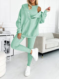 Women's Sports Casual Hooded 2-Piece Lounge Set with Zip Hoodie and Drawstring Jogger Pants