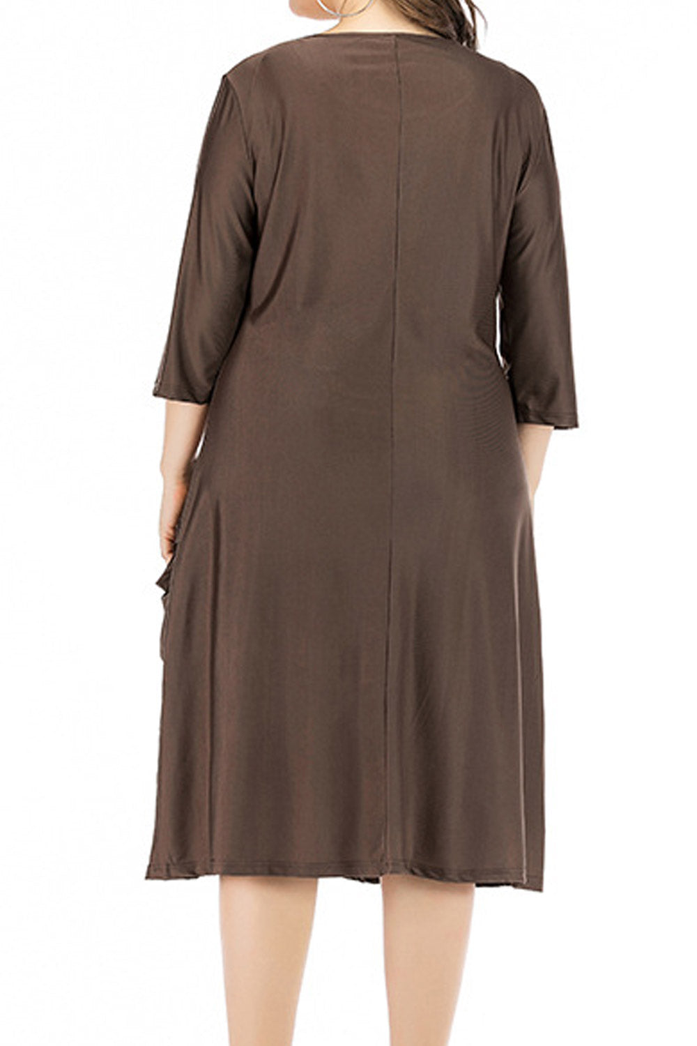 Women Plus Round Neck loose waist knitted pullover Party Dress