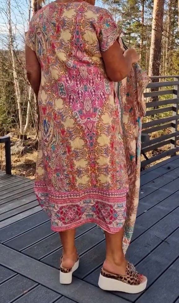 Women’s Printed V-Neck Short Sleeve Dress