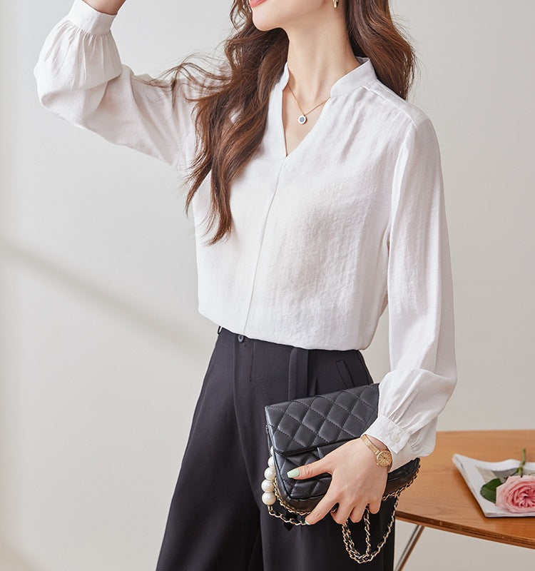 Women's V-Neck Spring & Autumn Casual High-End Plus Size Fashion Shirt