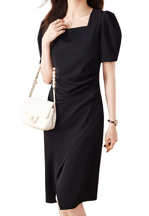 Women’s Spring/Summer Square Neck Elegant Slimming Dress