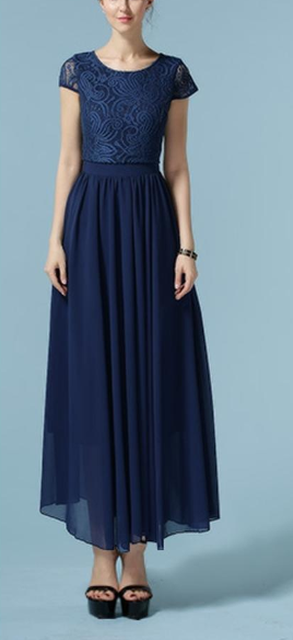 Women Elegant Long Pleated Skirt Dress