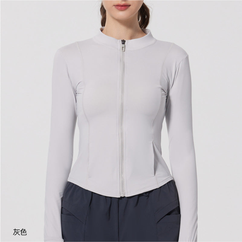 Summer Ice-Feel Thin Yarn Sun Protection Jacket - Lightweight Anti-UV Sports & Yoga Wear, Long Sleeve with Finger Holes