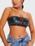 New Ins Elastic PU Nightclub Party Chest-Wrapped Jacket with Pocket Design