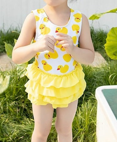Girls Summer Cartoon Lace One-Piece Swimsuit – Cute Fashion Beachwear - RAC26JP5464BATSW
