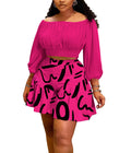 Women's Pleated One-Shoulder Fluffy Waist Casual Two-Piece Set