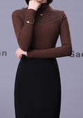 Women's White Half-High Collar Thermal Base Layer Top