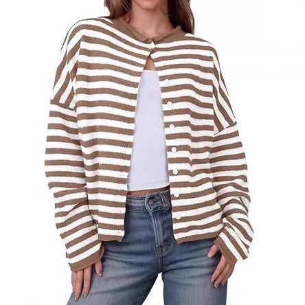 Women's Striped Cardigan - New Autumn and Winter Casual Knitwear