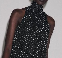 Women's Loose Polka Dot Halter Neck Sleeveless Irregular Hem Dress