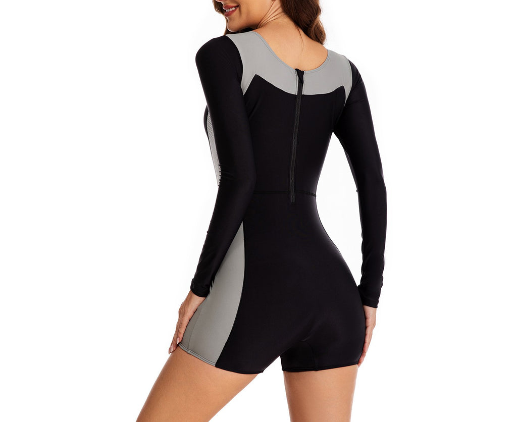 Women one-piece long-sleeved boxer surfing suit women's swimsuit sunscreen diving suit swimsuit