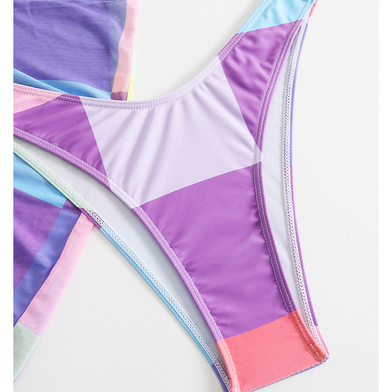 New Three-Piece Women's Swimwear Set - Bikini with Mesh Blouse and Split Design