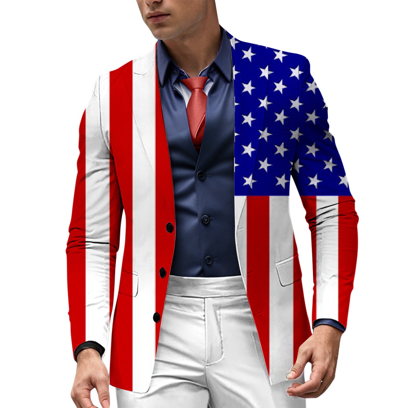 American Flag 3D Print Casual Suit Jacket
