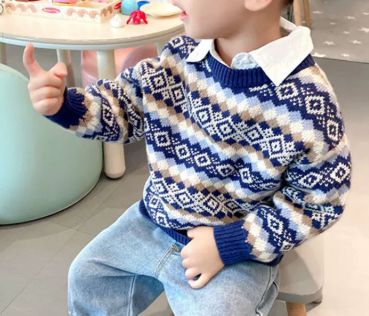 Boys Retro Style Knit Pullover