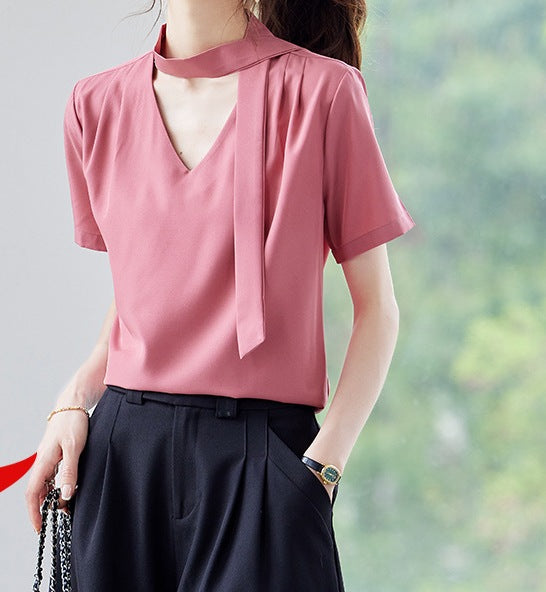 Women's Summer Casual Round Neck Work Shirt