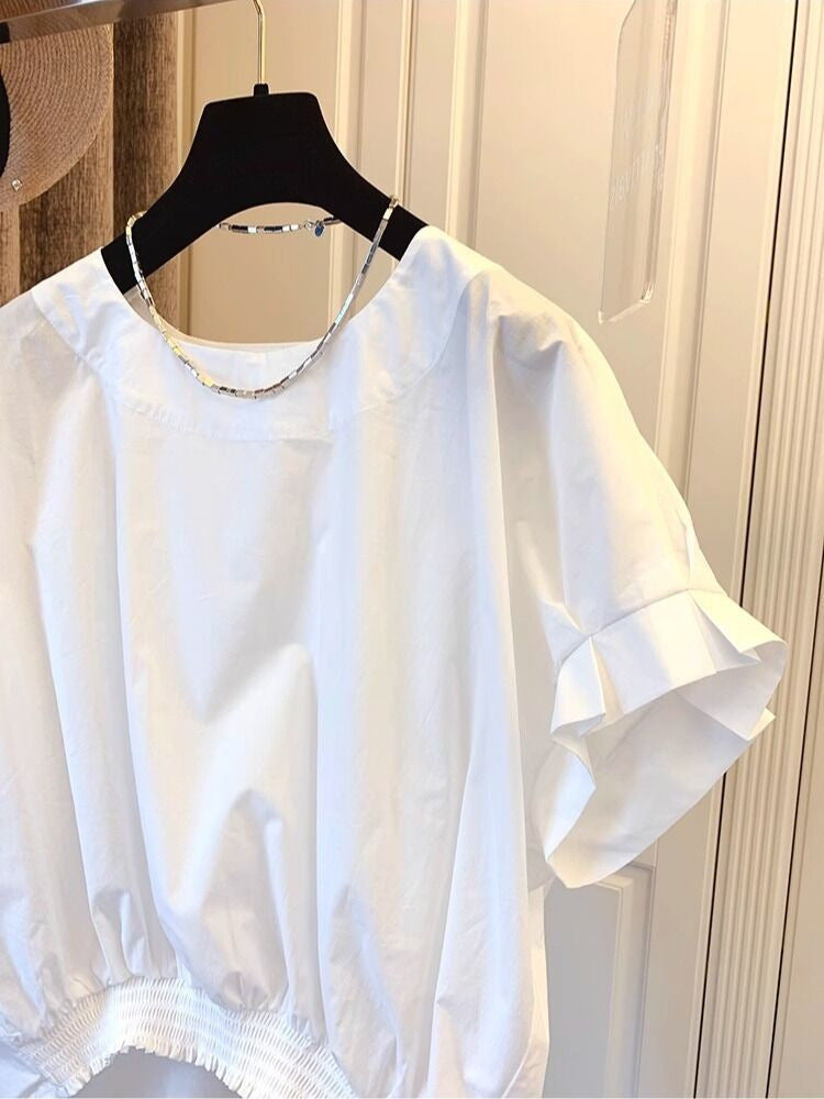 Women's Short-Sleeved Blouse with Unique Design