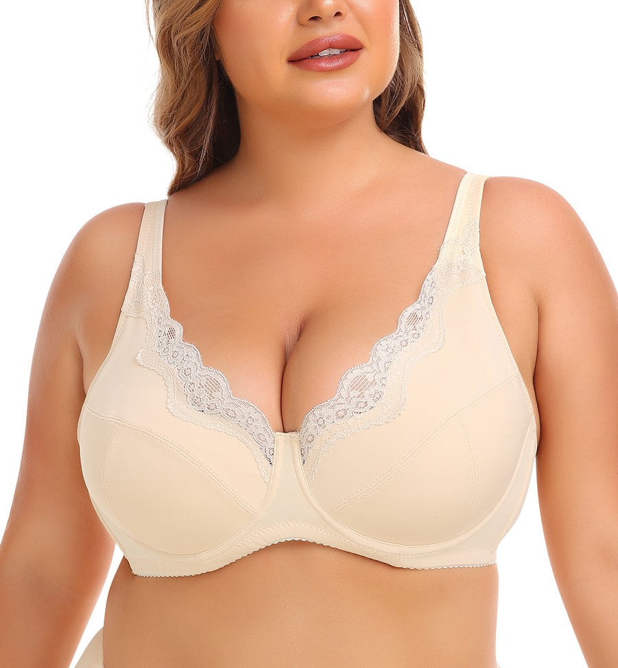 Plus Size Underwire Lace Corset Bra | Supportive Longline Design | B–F Cup