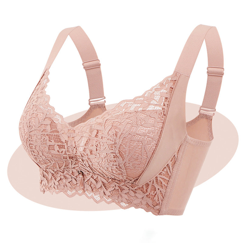 Breathable Lace Wireless Bra for Small Bust – Anti-Sagging, Gathered, Adjustable, Spring/Summer Comfort