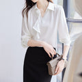 Women's Spring & Autumn High-Neck Long Sleeve Shirt - Elegant Fashion Blouse