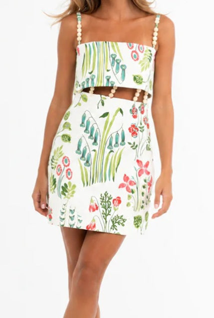 New Spring and Summer Elegant Floral Print Strapless Backless Maxi Dress for Women