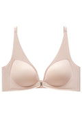 Women New Beautiful Gathered Seamless Front Buckle Fixed Shoulder Straps No Rims Thin Section Soft Jelly Bra