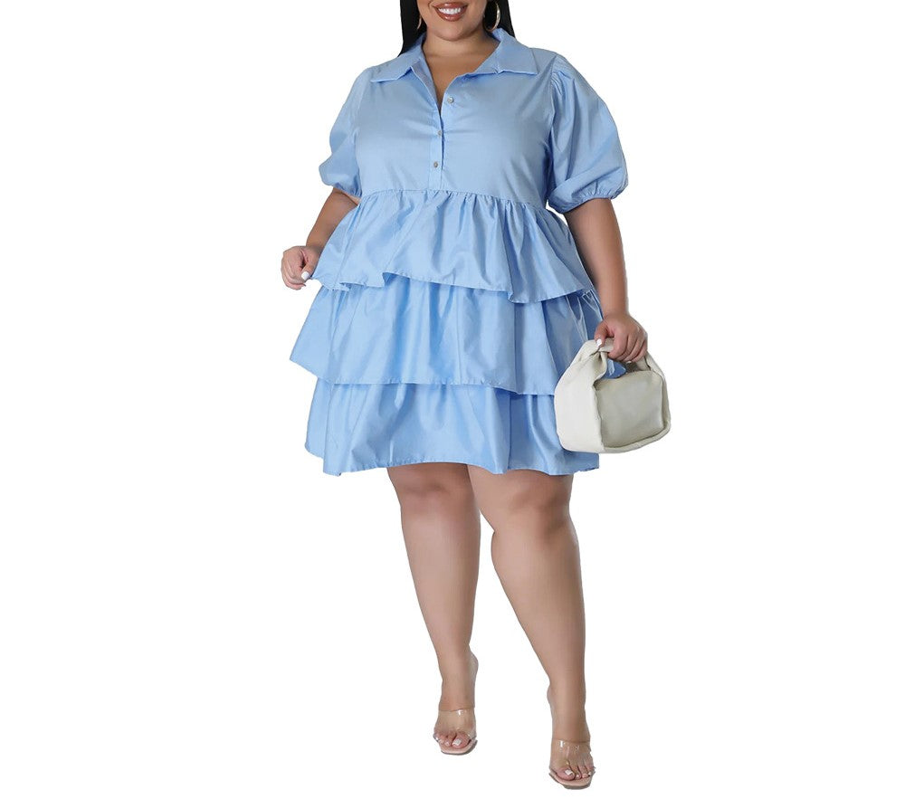 Women's Casual Loose Plus Size Dress – Short Sleeve Flowy Tunic Dress with Pockets – Boho Summer Sundress for Daily Wear