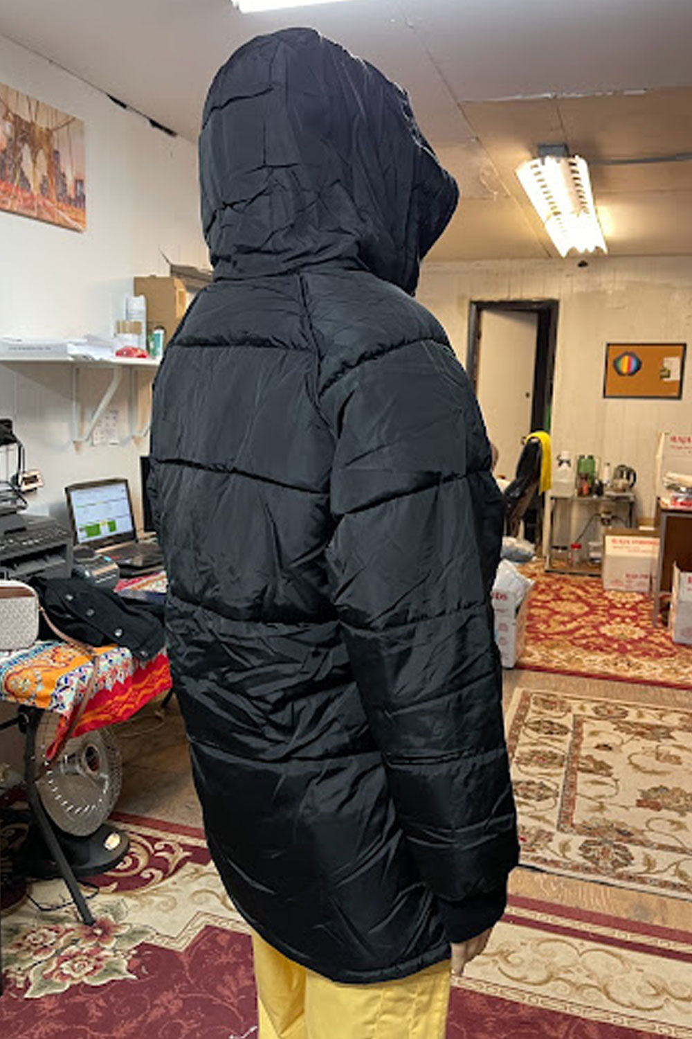 Women Winter Comfortable Drawstring Hooded Ribbed Cuff Superb Warm Padded Jacket