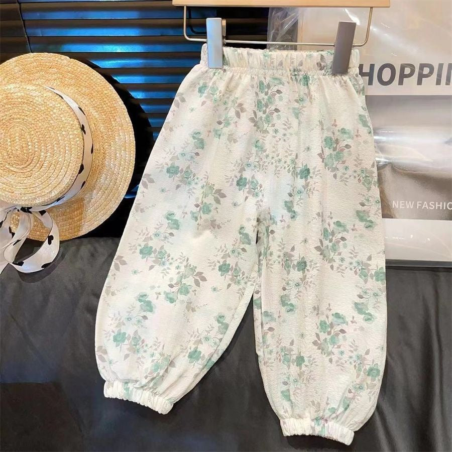 Girls’ Summer Casual Floral Lantern Pants - RAC26JP5428BATB