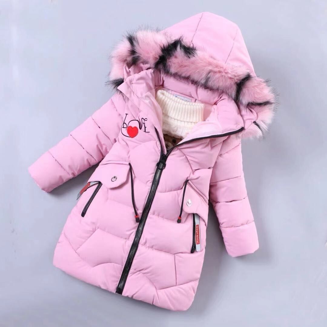 New Winter Girls’ Cotton-Padded Coat – Thickened Medium-Length Jacket - RAC25JP3286GDRESS