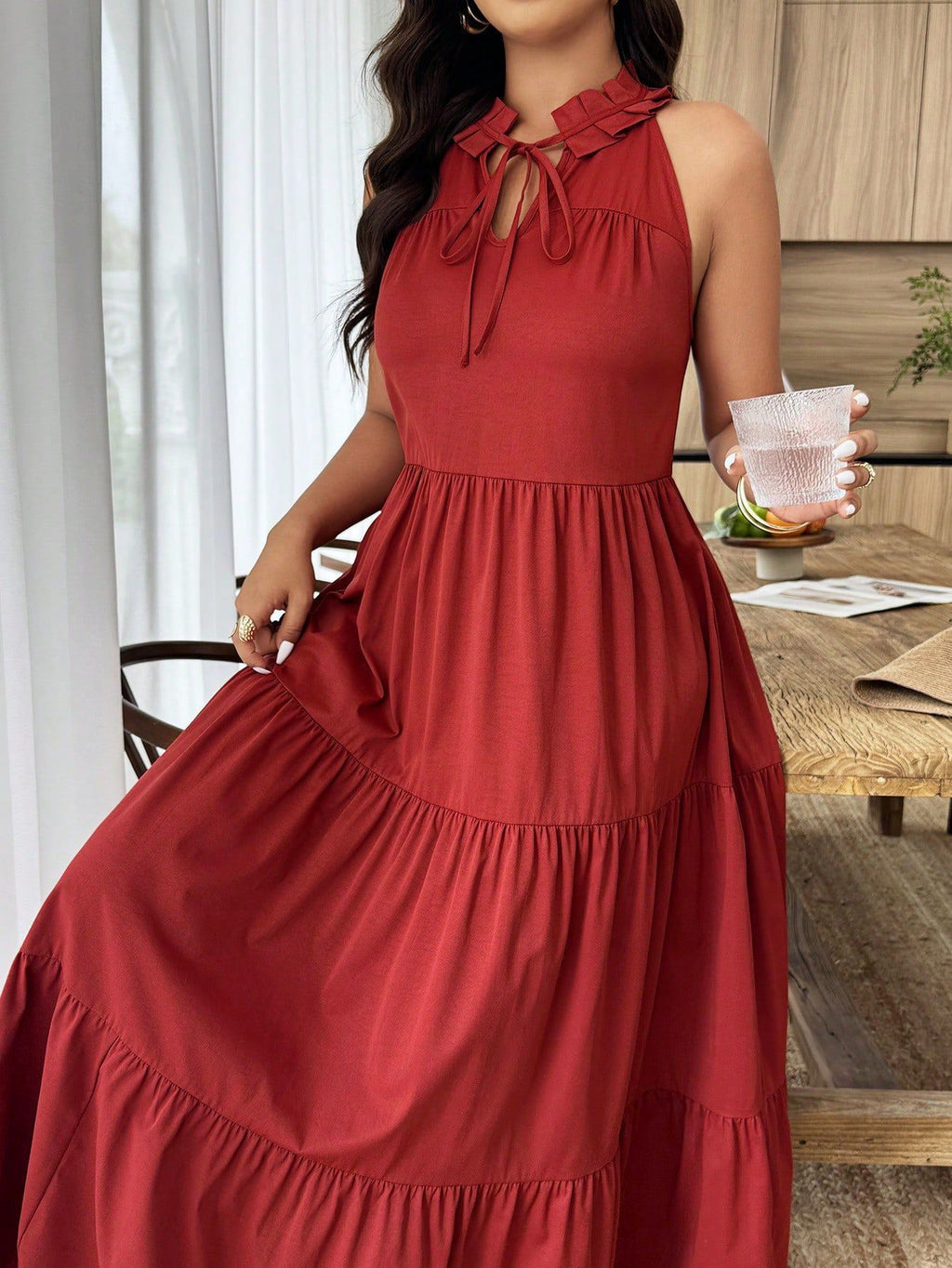 Women's Plus Size Sleeveless V-Neck Casual Dress
