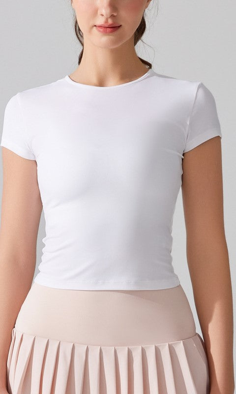 Lightweight Yoga T-Shirt for Women, Nude-Feel Breathable Sports Top, Slim-Fit Short Sleeve Training Shirt for Running, Fitness,