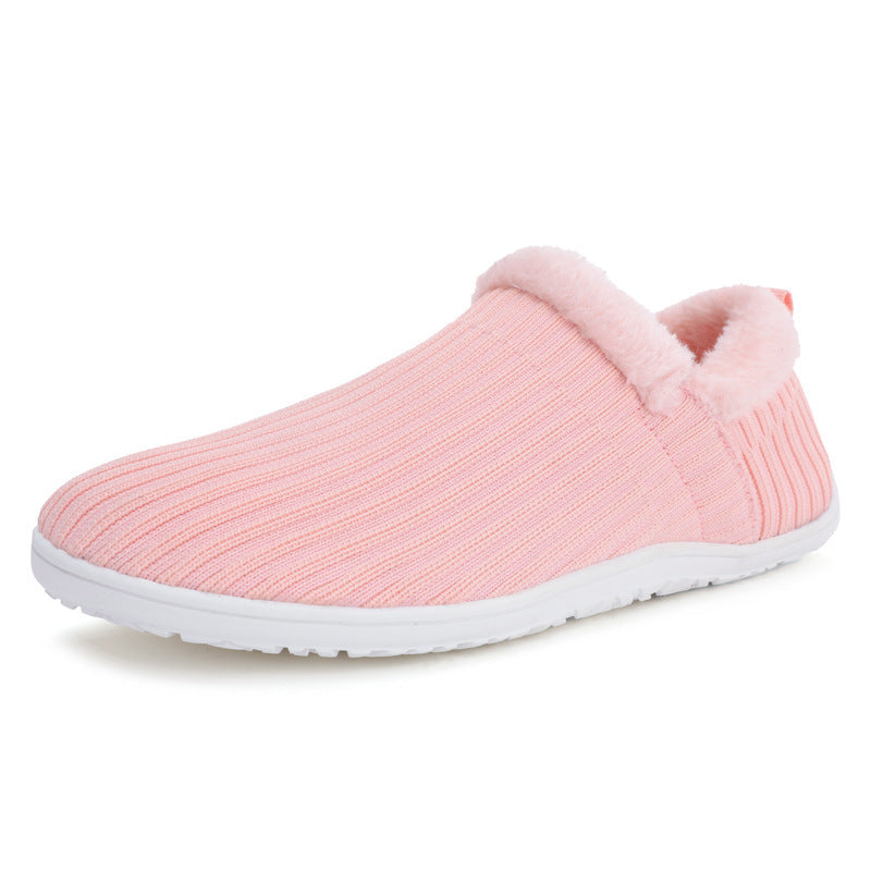 Soft Skin-Friendly Thick Warm Thermal Men's Cotton Home Slippers - Breathable Fly-Knit Comfort Shoes
