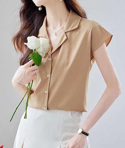 Women's Short-Sleeved Summer Shirt - Lightweight Elegant Casual Top