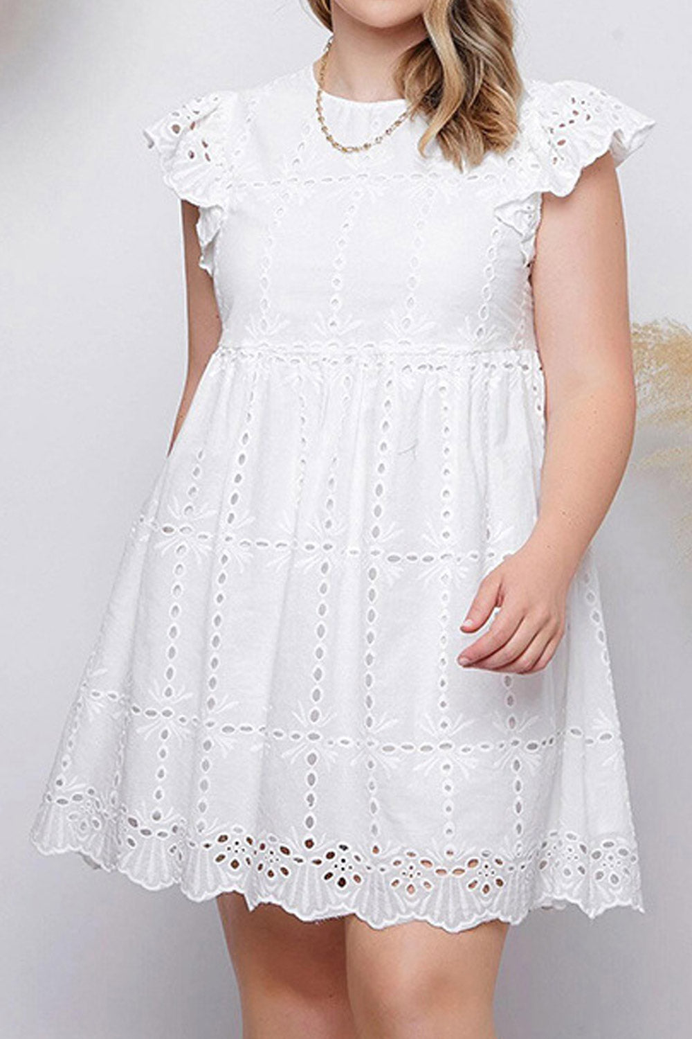 Women Plus Summer Ruffles Sleeve High Waist Casual Dress