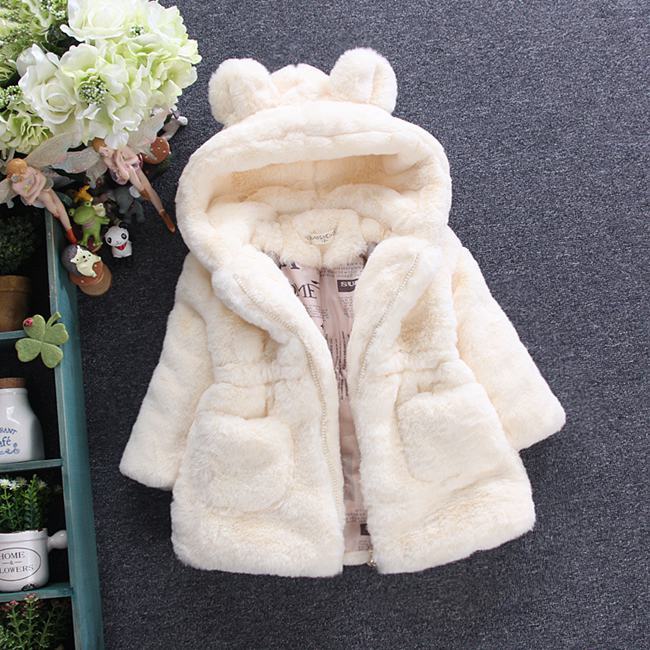 Girls’ Autumn & Winter Wool Coat | Thickened Quilted Jacket with Faux Fur Ears - RAC25JP3262GOW
