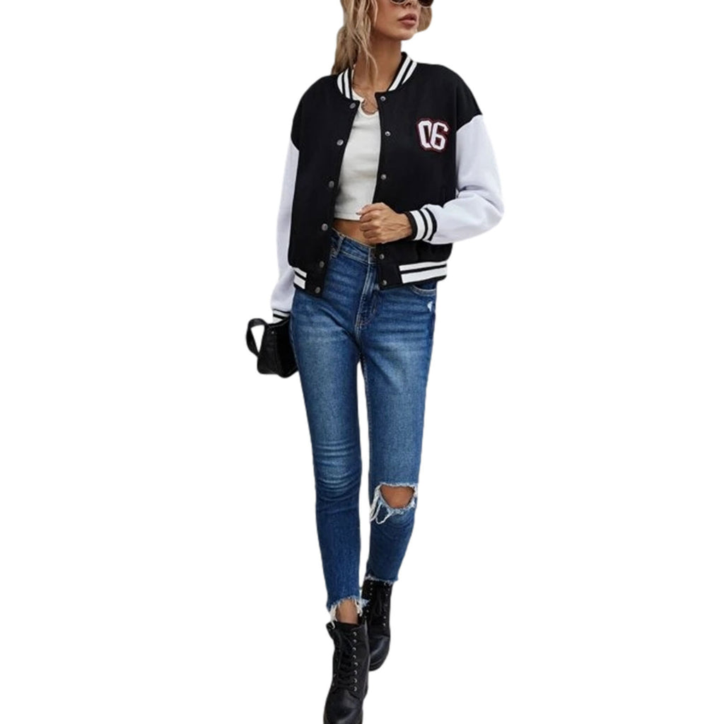 Classic Patchwork Leather Sleeve Letter Baseball Jacket
