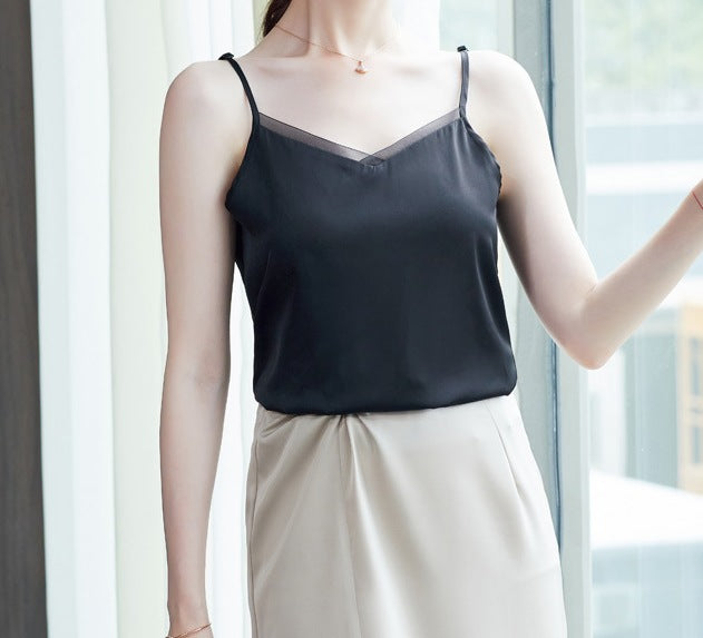 Elegant Chiffon Vest for Women with Adjustable Collar - Lightweight Sleeveless Autumn Inner Top