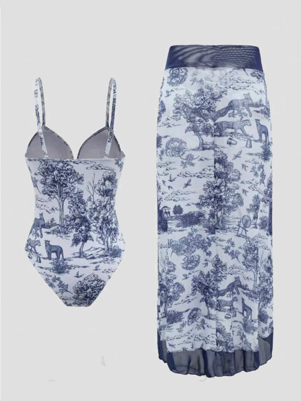 One-Piece Swimsuit Set for Women - Tight-Fit Slimming Long Cover Dress, Sun-Protective Two-Piece Swimwear