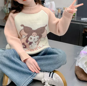 Cute Character Warm Knit Pullover for Girls
