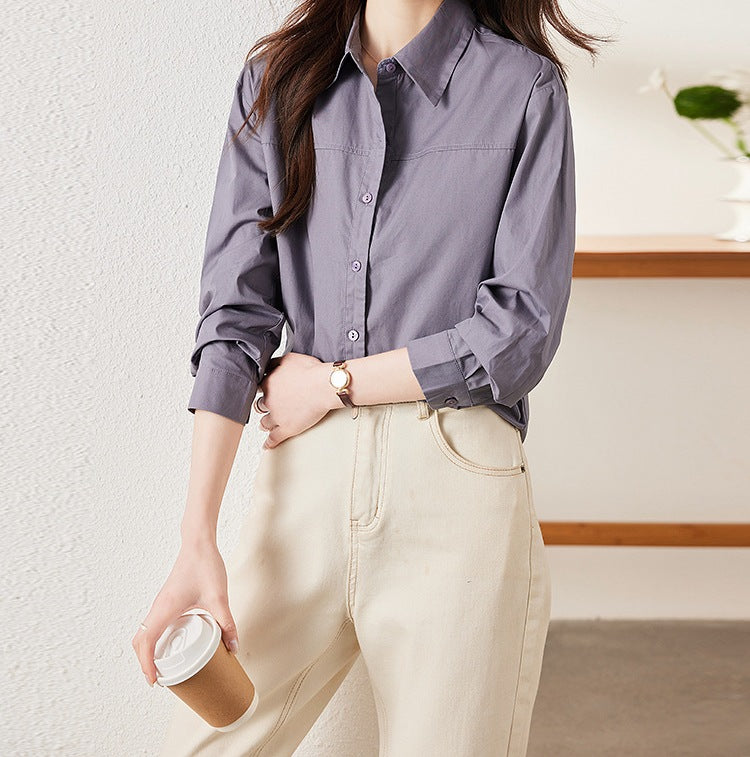 Women's Long Sleeve Workwear Blouse - Elegant Office Style for Spring & Autumn