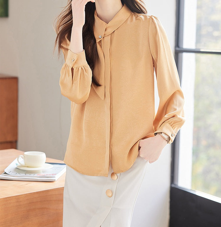 Women's Elegant Satin Shirt - Modern Professional Style for Spring & Autumn
