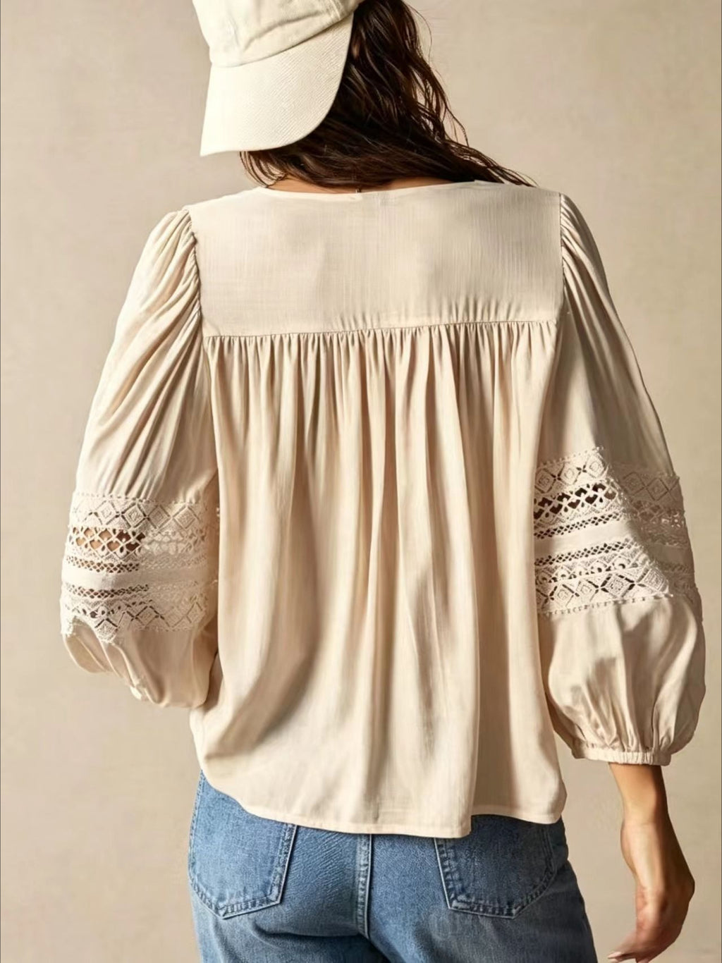 Bohemian Style Casual Solid Color Woven Top for Women – Relaxed Fit Everyday Fashion Blouse