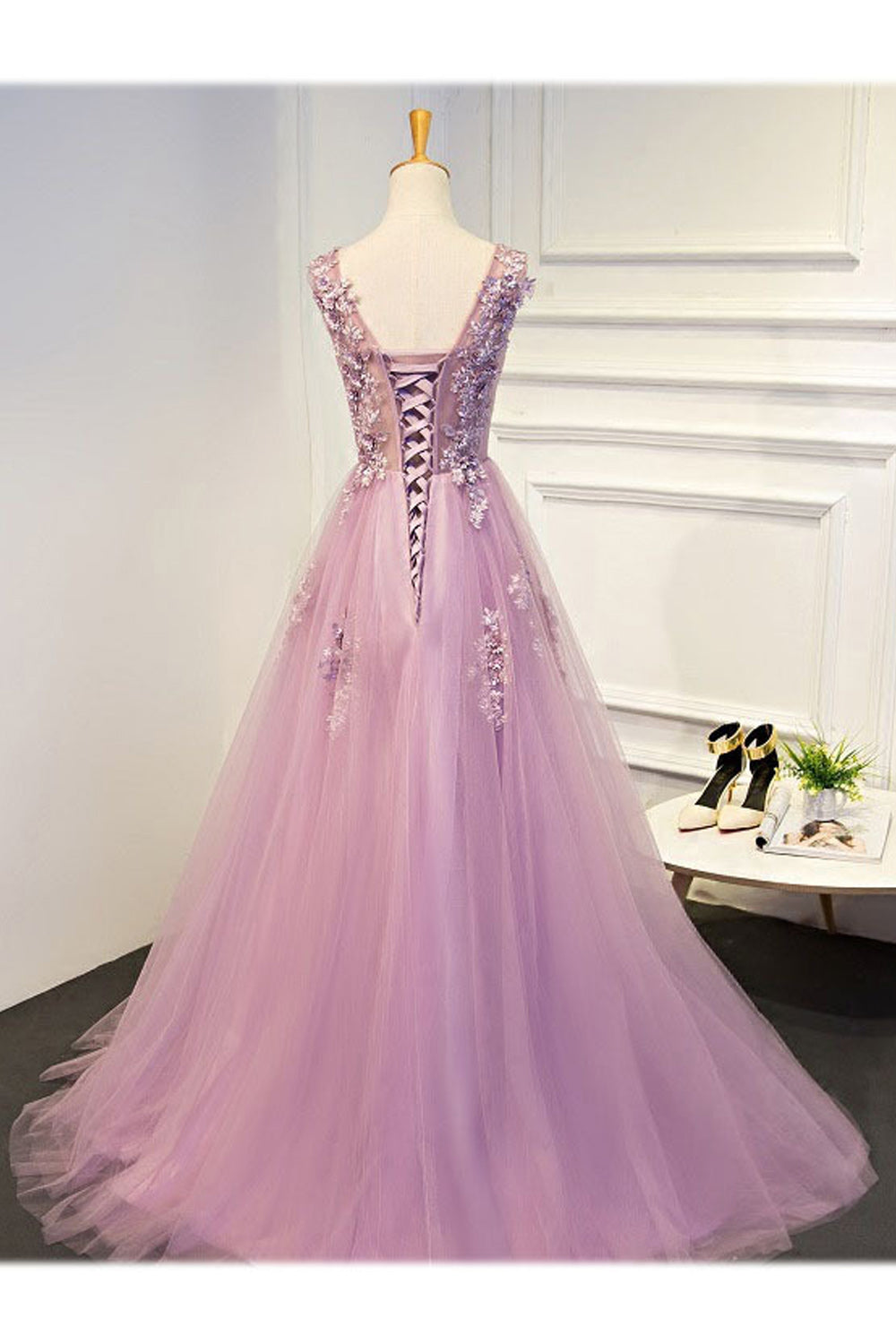 Women Sleeveless Style Flower Decorated Bust Thin Long Skirt Fabulous Evening Party Dress